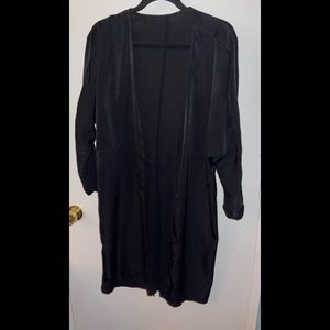 Black 3/4 Sleeve Open Cardigan
